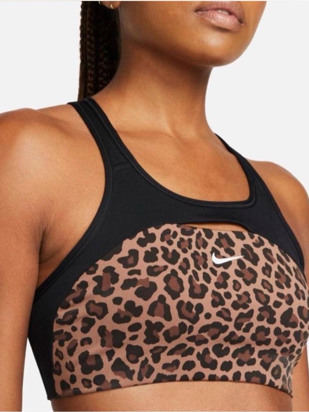 Nike Women’s Dri-Fit Leopard Print Sports Bra - Black/Brown
